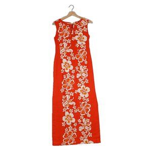 Hawaiian Togs (Vintage) Orange Dress with Hawaiian Print Sz. 10